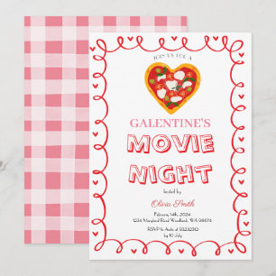 Galentine's retro film Night Invitation Kaart