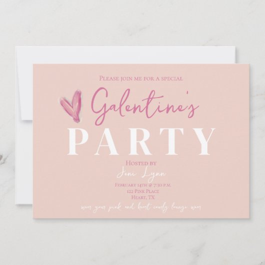 Galentines rose Fille amis Invitation de la fête (Devant)
