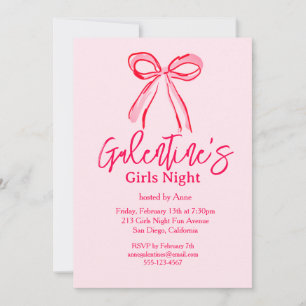 Galentine's Roze Rode Handgetekende Meidenavondfee Kaart
