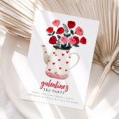 Galentine's Tea Party Teapot Floral  Invitation