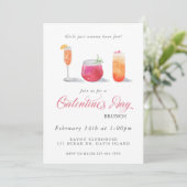 Galentine's Waterverf Drink uitnodiging (Staand voorkant)