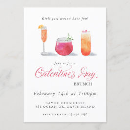 Galentine's Waterverf Drink uitnodiging