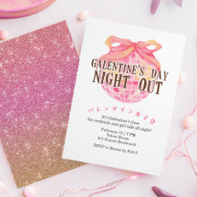Galentin's Day Meidenavond Coquette Roze Disco