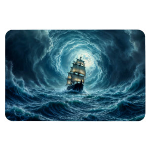 Galeon-schip storm maanverlichte oceaanreis magneet