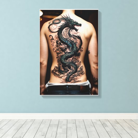 Galerie d'art en toile étirée Art Dragon Tatouage (Insitu (Plancher de Bois))