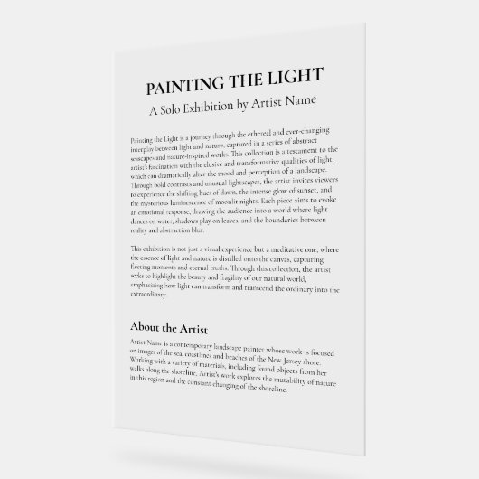 Galerie d'art Exposition Plaque de déclaration de  (Angle)