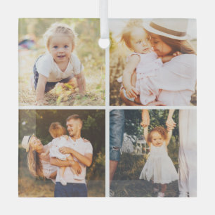 Galerieraster 4 Foto's Aangepaste foto-versiering Glas Ornament