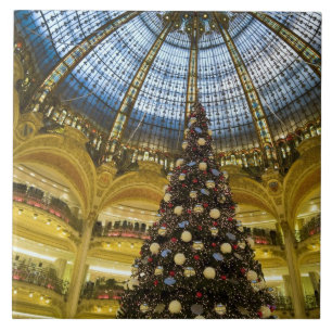 Galeries La Fayette met Kerstmis, Parijs, Frankrij Tegeltje