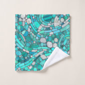 Galets Mosaïque Art -Aquamarine et Pearl (Gant de toilette)