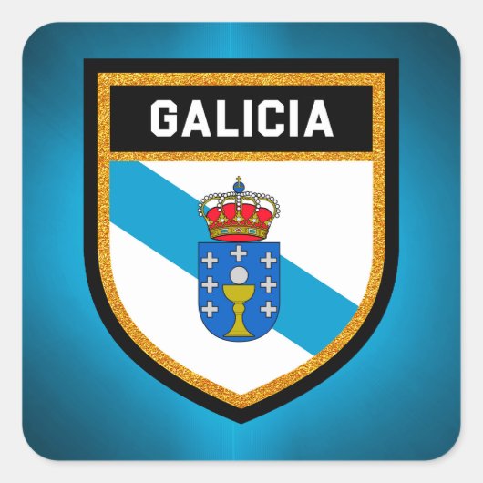 Galicia Flag Vierkante Sticker (Voorkant)