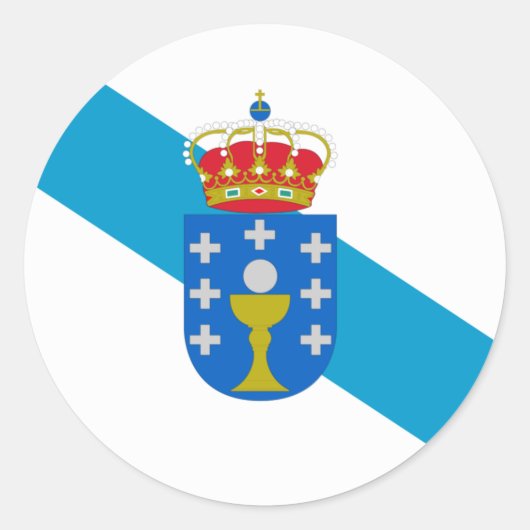 Galicia vlag ronde sticker (Voorkant)