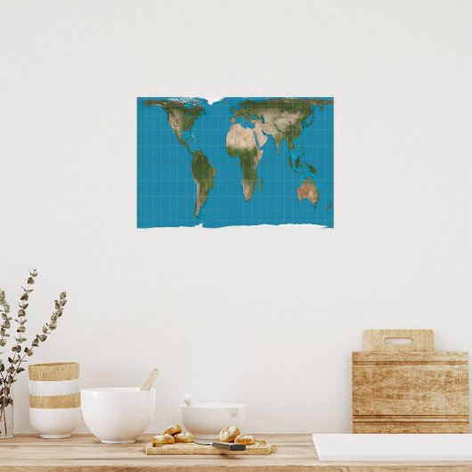 Gall Peters Projection World Map Poster (Cuisine)