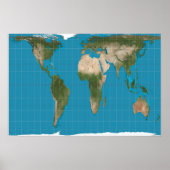 Gall Peters Projection World Map Poster (Devant)
