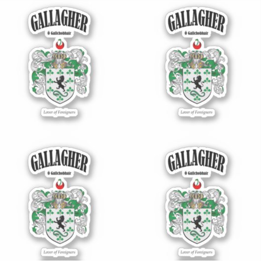Gallagher Crest Ierse vertaling en betekenis (x4) Sticker (Voorkant)