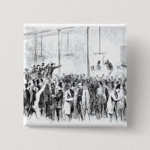 Gallagher's beurs (graving) (foto) vierkante button 5,1 cm