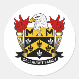 Gallaudet Family Crest Ronde Sticker
