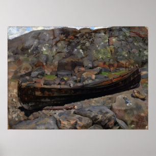 Gallen-Kallela - Boot op een rotsachtige kust Poster