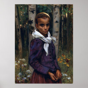 Gallen-Kallela - een studie van een meisje Poster