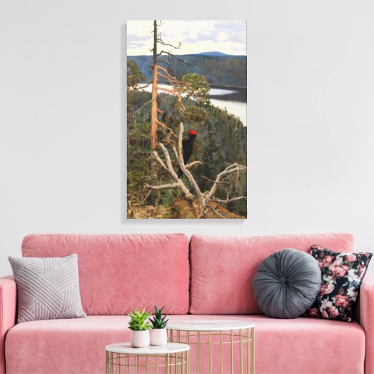 Gallen-Kallela - Great Black Woodpecker 1894 Canvas Afdruk (Insitu (Woonkamer))