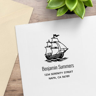 Galleon Houten Zeilschip Aangepast Adres Rubberstempel