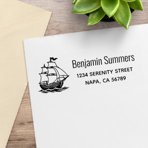 Galleon Houten Zeilschip Retouradres Rubberstempel