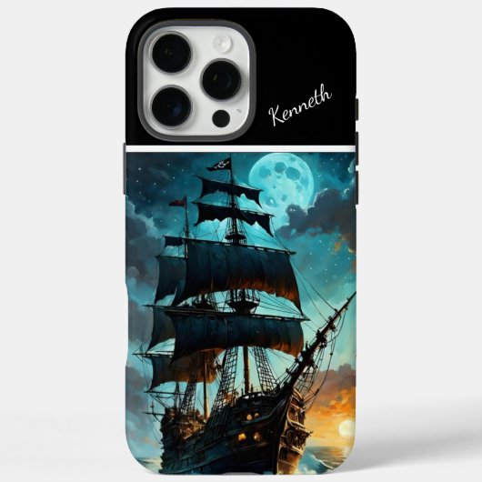 Galleon onder maanverlichte hemel Case-Mate iPhone case (Achterkant)