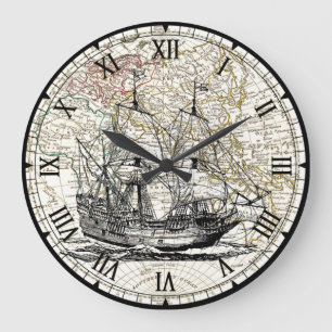 Galleon Sailing Ship~1789 Eastern Hemisphere Map~ Grote Klok