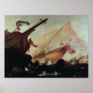 Galleons die op een rotsachtige kust zijn verwoest poster