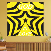 Gallery-Wrapped Canvas: Cyber Yellow & Black Star  Canvas Afdruk (Insitu (Woonkamer))