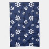 Galley Keuken Schepen Wielen Marine Blauw en Wit Theedoek (Verticaal)