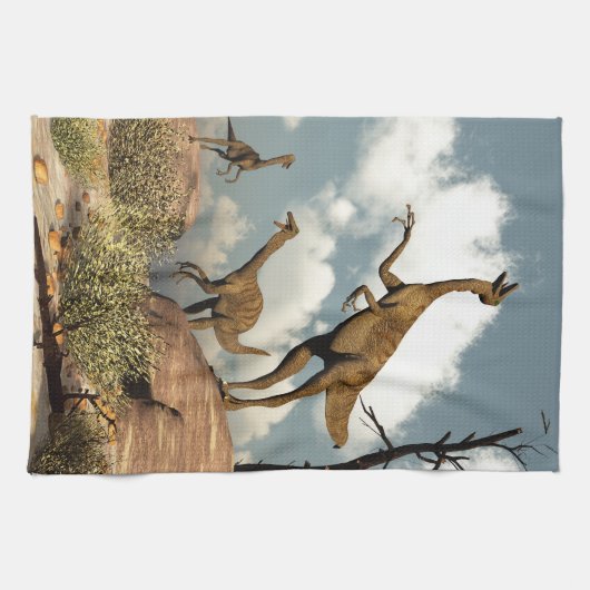 Gallimimus dinosaurussen - 3D rendering Theedoek (Horizontaal)