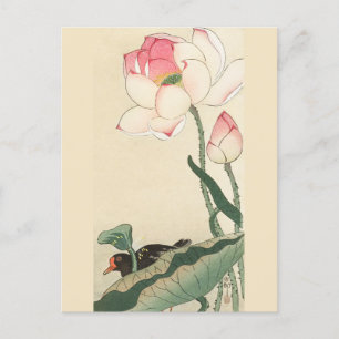 Gallinule met Lotus Flowers door Ohara Koson Briefkaart