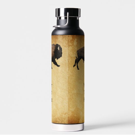 Galloping Bison On Old Paper Waterfles (Rechts)