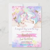 Galloping fille licorne invitation magique d'anniv (Devant)