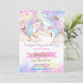 Galloping fille licorne invitation magique d'anniv (Debout devant)