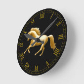 Galloping Golden Horse Wall Clock Ronde Klok (Hoek)