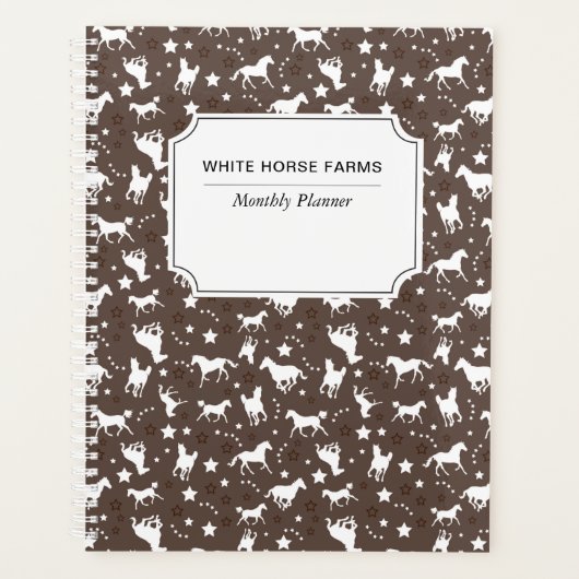 Galloping Horse Equine Equestrian Pattern Brown Planner (Voorkant)