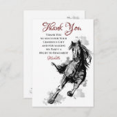 Galloping Horse Sketch Flat Birthday Bedankkaart (Voorkant / Achterkant)