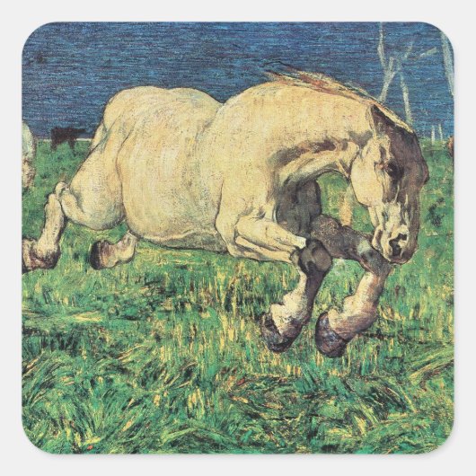 Galloping Horse van Giovanni Segantini,  kunst Vierkante Sticker (Voorkant)