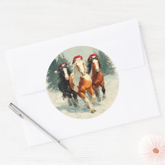 Galloping Horses Christmas Sticker (Enveloppe)