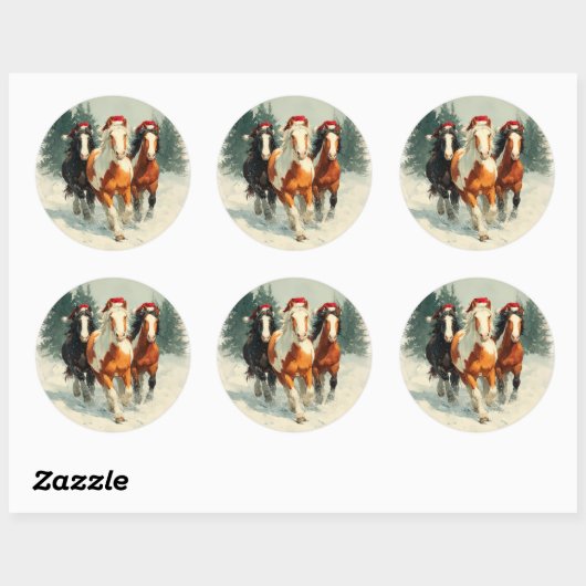 Galloping Horses Christmas Sticker (Feuille)