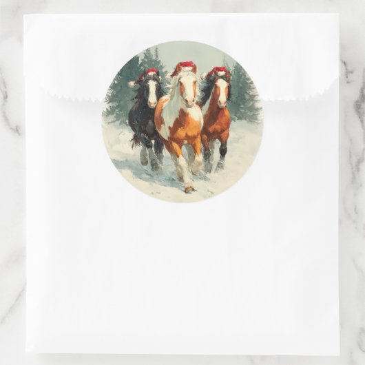 Galloping Horses Christmas Sticker (Sac)
