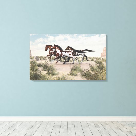 Galloping Horses Wrapped Canvas (Insitu (Houten vloer))