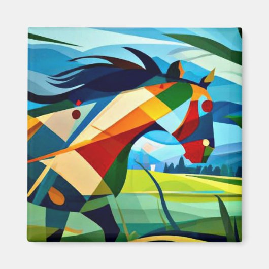 Galloping Paard in weide Magneet (Voorkant)
