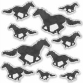 Galloping Paard Waterverf Silhouet Sticker (Voorkant)