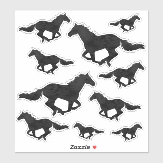 Galloping Paard Waterverf Silhouet Sticker (Vel)