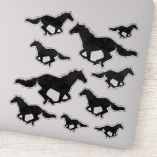Galloping Paard Waterverf Silhouet Sticker