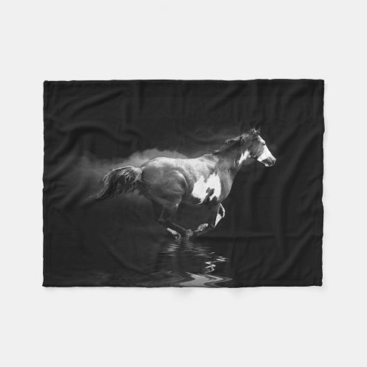 Galloping Pinto Horse and Smoke Fleece Deken (Voorkant (Horizontaal))