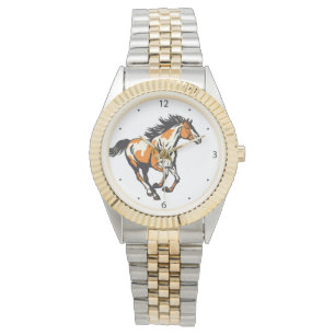 Galloping pinto Horse Horloge