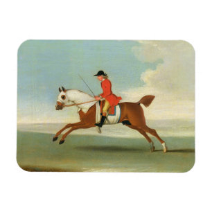 Galloping Racehorse en opgezet Jockey in Red (olie Magneet
